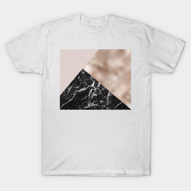 Layered rose gold and black campari marble T-Shirt by marbleco